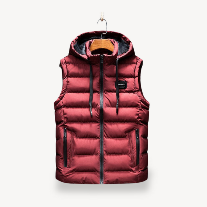 Mens Puffer Vest with Hood Quilted Sleeveless