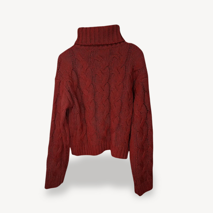 Womens Cable Knit Turtleneck Sweater Cozy Fit - BritishMode
