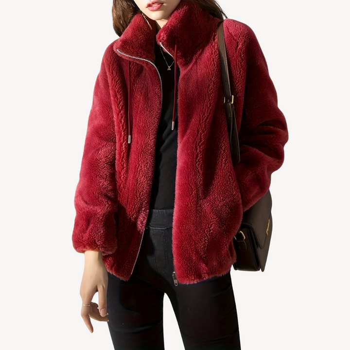 Womens Faux Fur Jacket Zip-Up Style - BritishMode