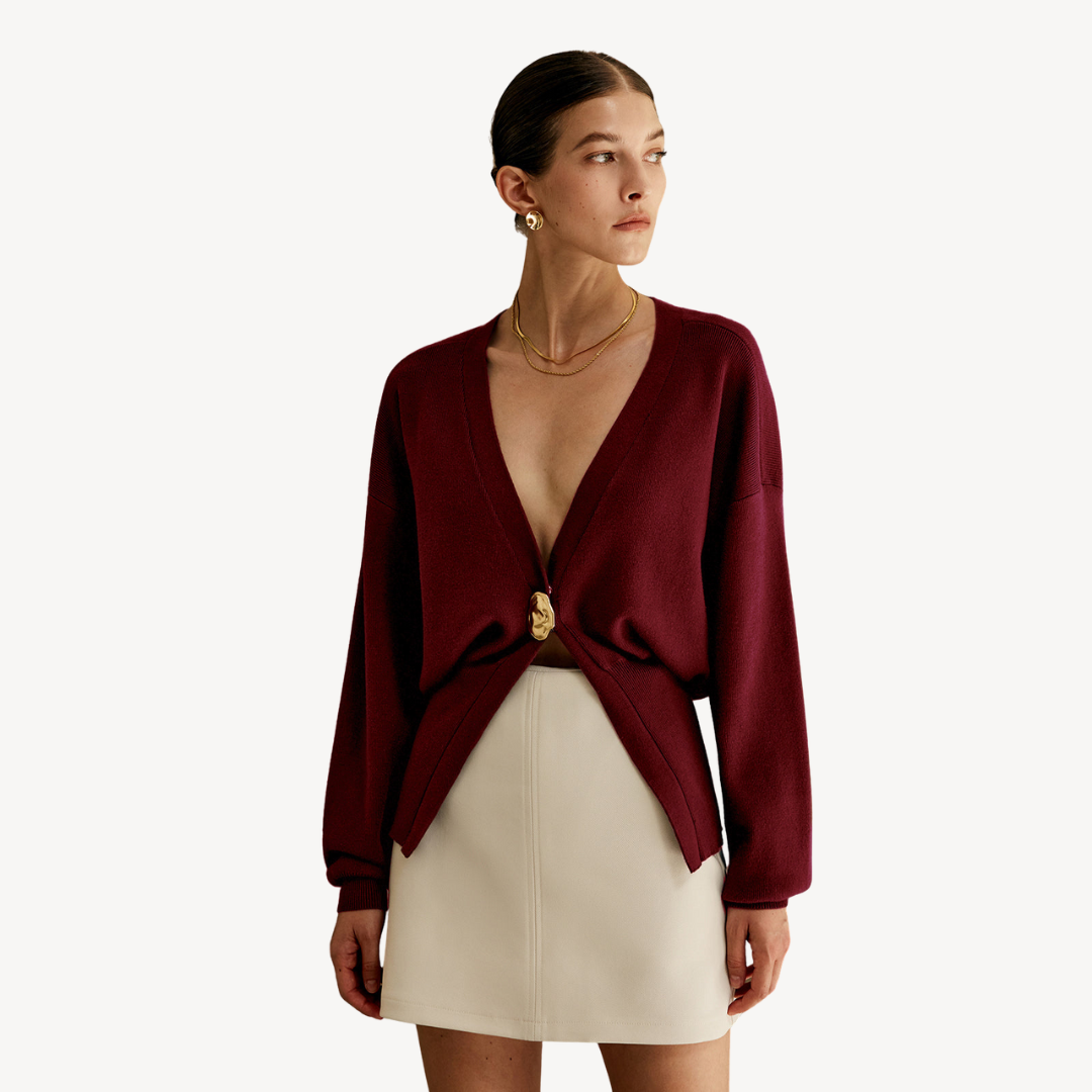 Womens Knit Cardigan Sweater V-Neck