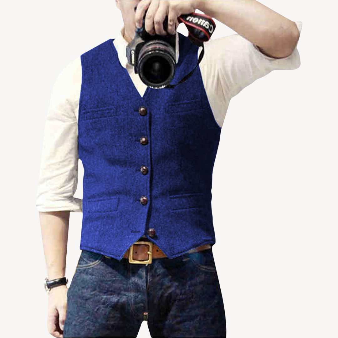 Mens Wool Vest Buttoned Front