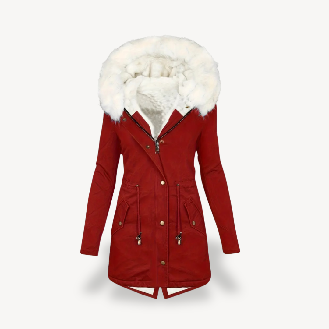 Womens Hooded Parka Jacket Faux Fur Trimmed - BritishMode