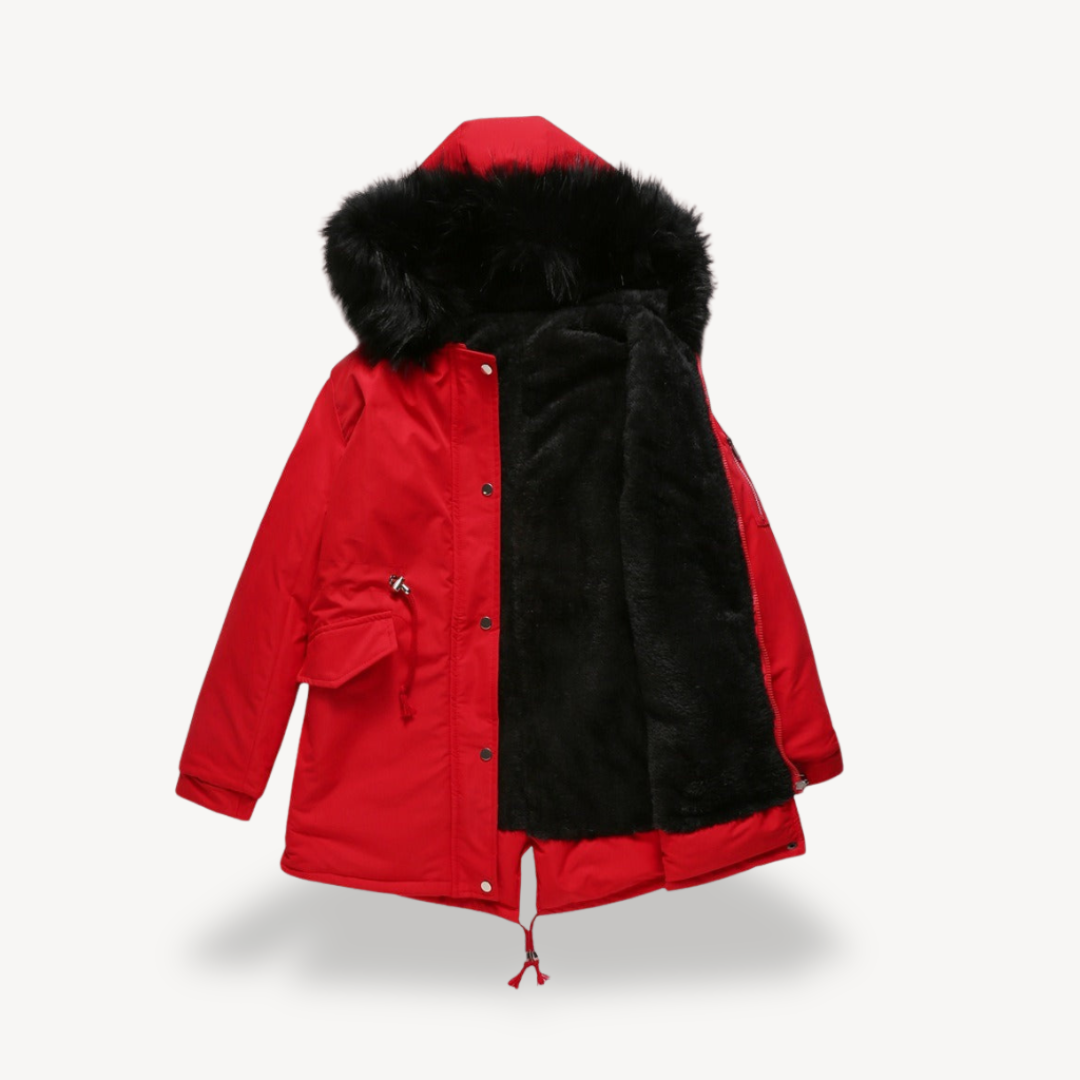 Womens Faux Fur Hooded Parka Jacket Relaxed Fit
