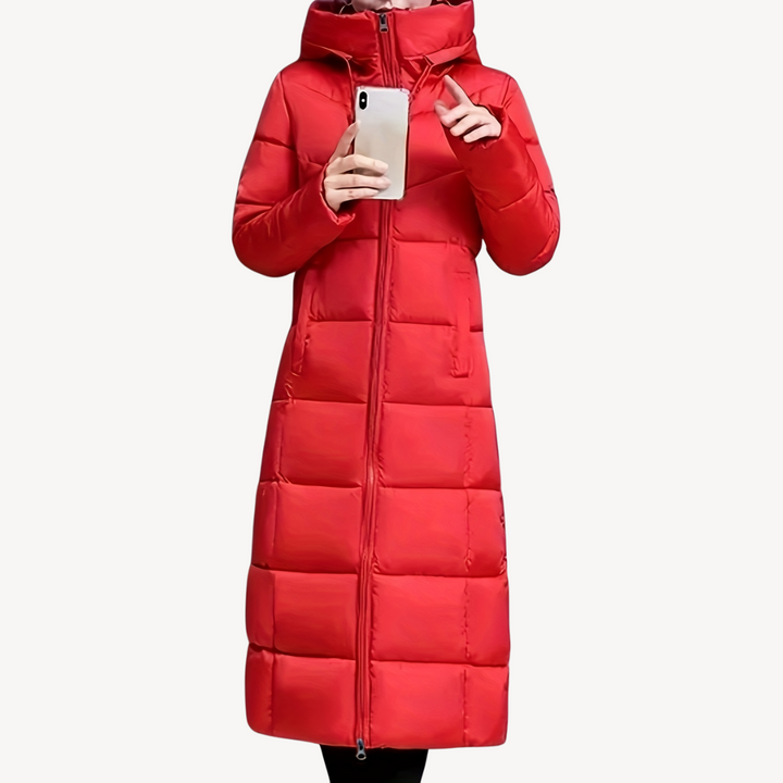 Womens Long Puffer Coat Insulated Hooded Style - BritishMode