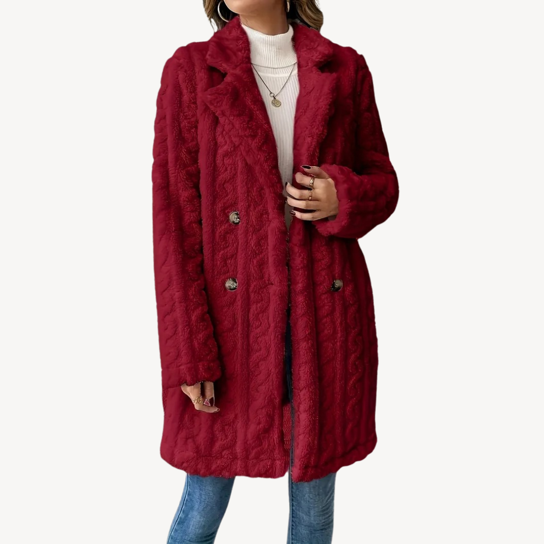 Womens Faux Fur Coat Double-Breasted Fit