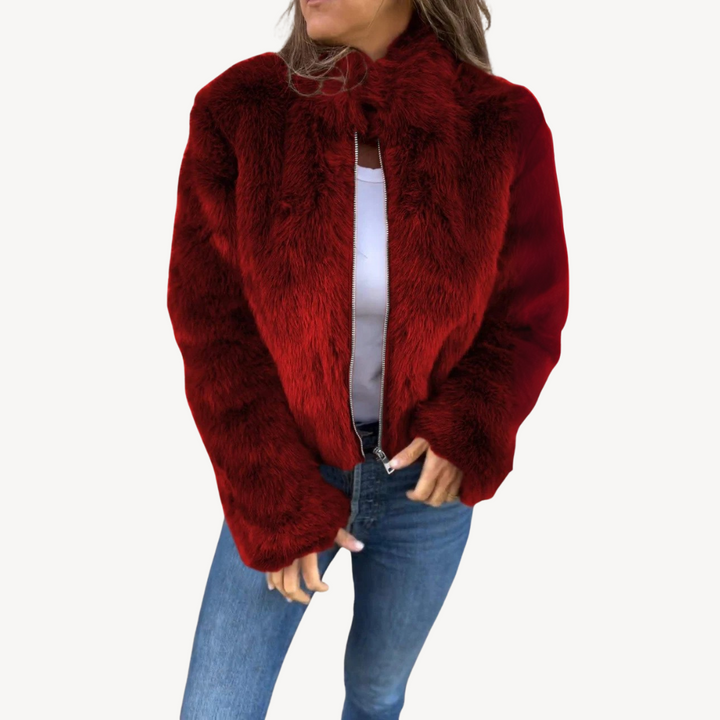 Womens Faux Fur Jacket Zip-Up Style - BritishMode
