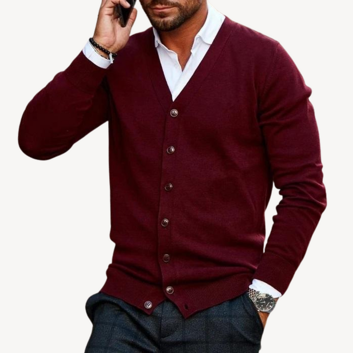 Mens Cardigan V-Neck Button-Down Knit - BritishMode