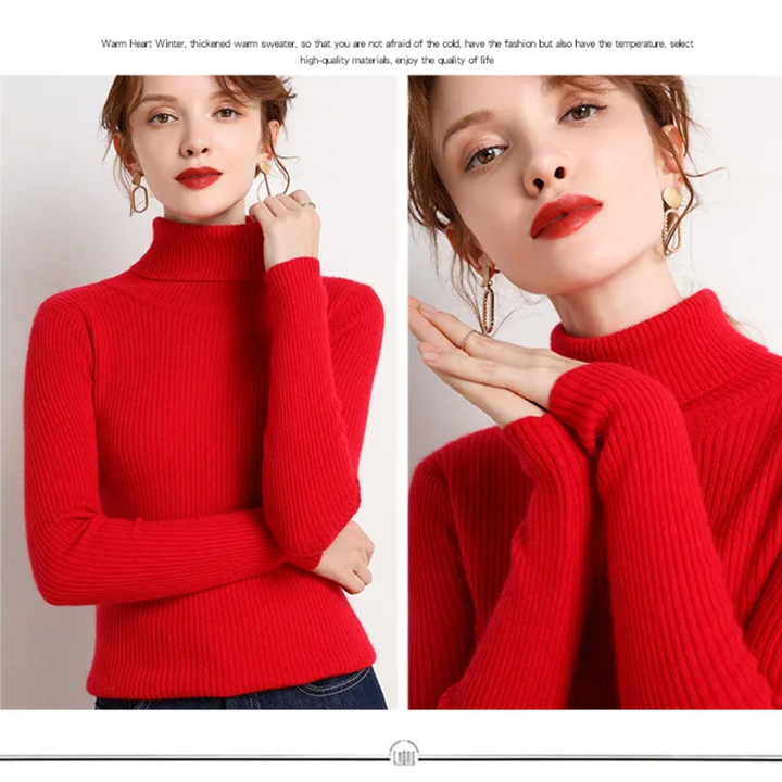 Womens Cashmere Turtleneck Sweater Winter-Ready Fit