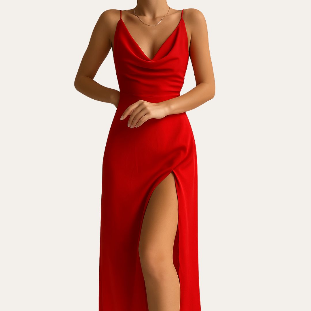 Womens Evening Dress Elegant V-Neck
