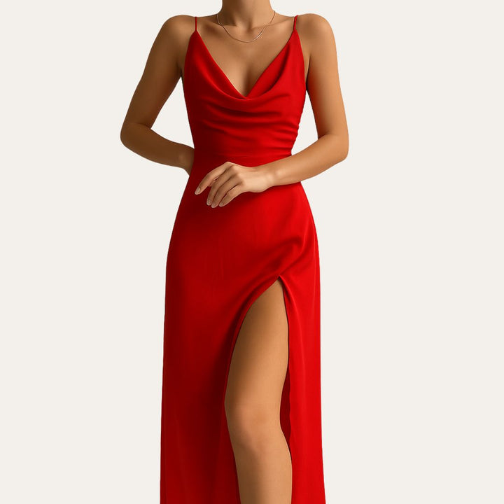Womens Evening Dress Elegant V-Neck