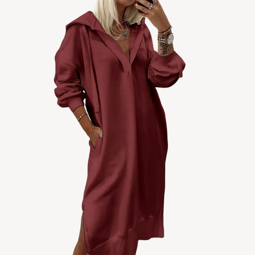 Womens Sweatshirt Dress with Hooded Style - BritishMode
