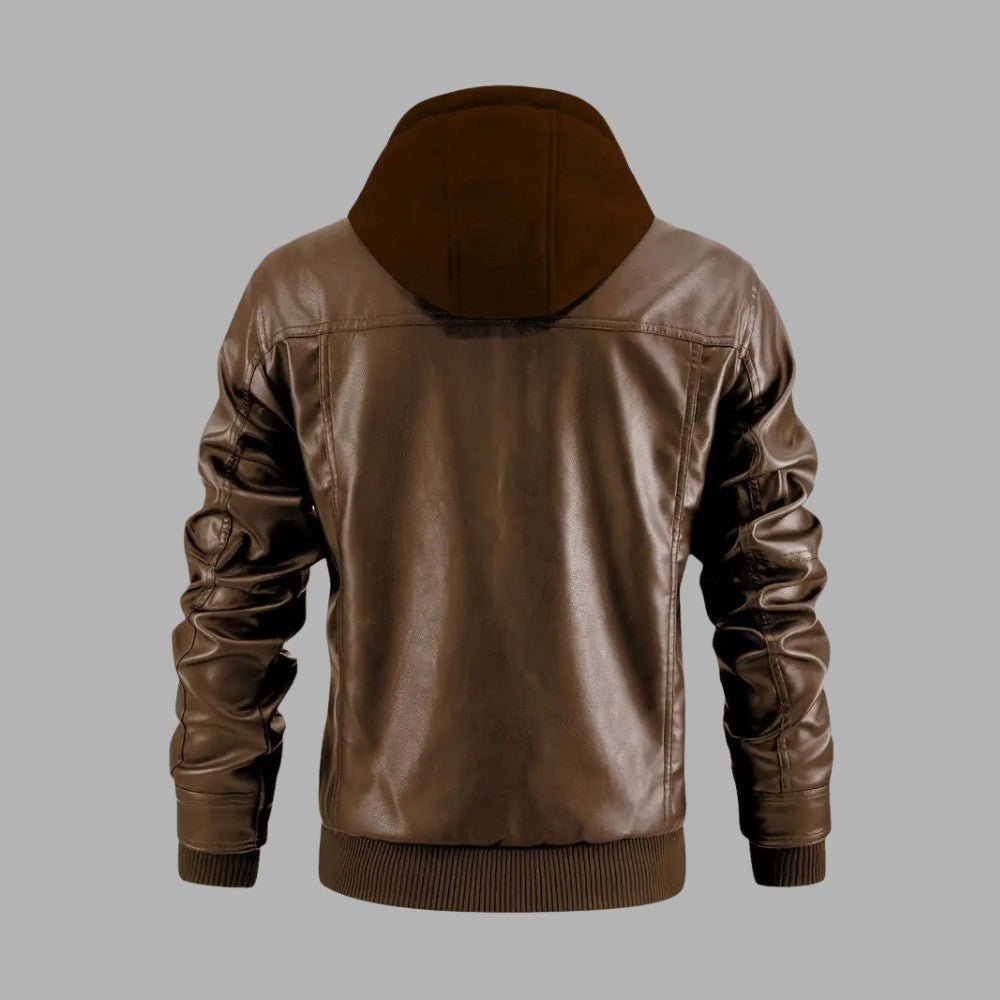 Mens Biker Jacket with Hood Retro Style