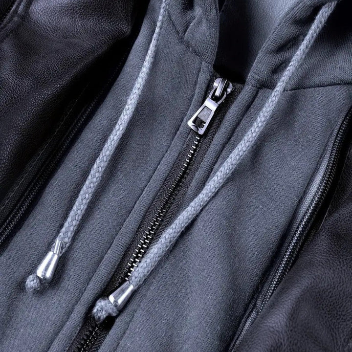 Mens Biker Jacket with Hood Retro Style