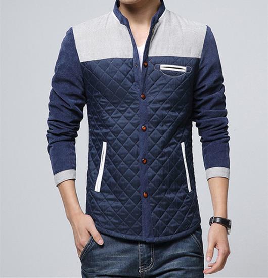 Mens Windbreaker Jacket with Stand-Up Collar Retro Style