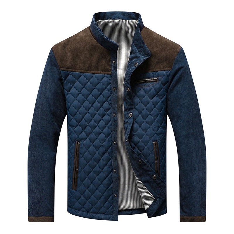 Mens Windbreaker Jacket with Stand-Up Collar Retro Style