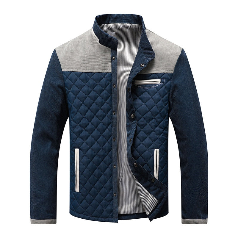 Mens Windbreaker Jacket with Stand-Up Collar Retro Style