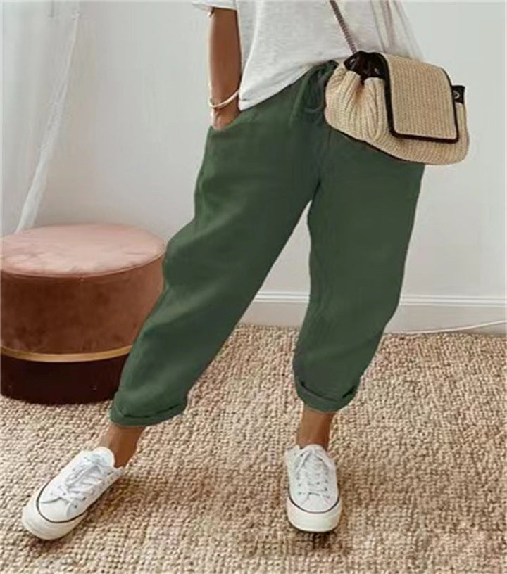 Womens Elegant Cotton and Linen Pants Relaxed Fit
