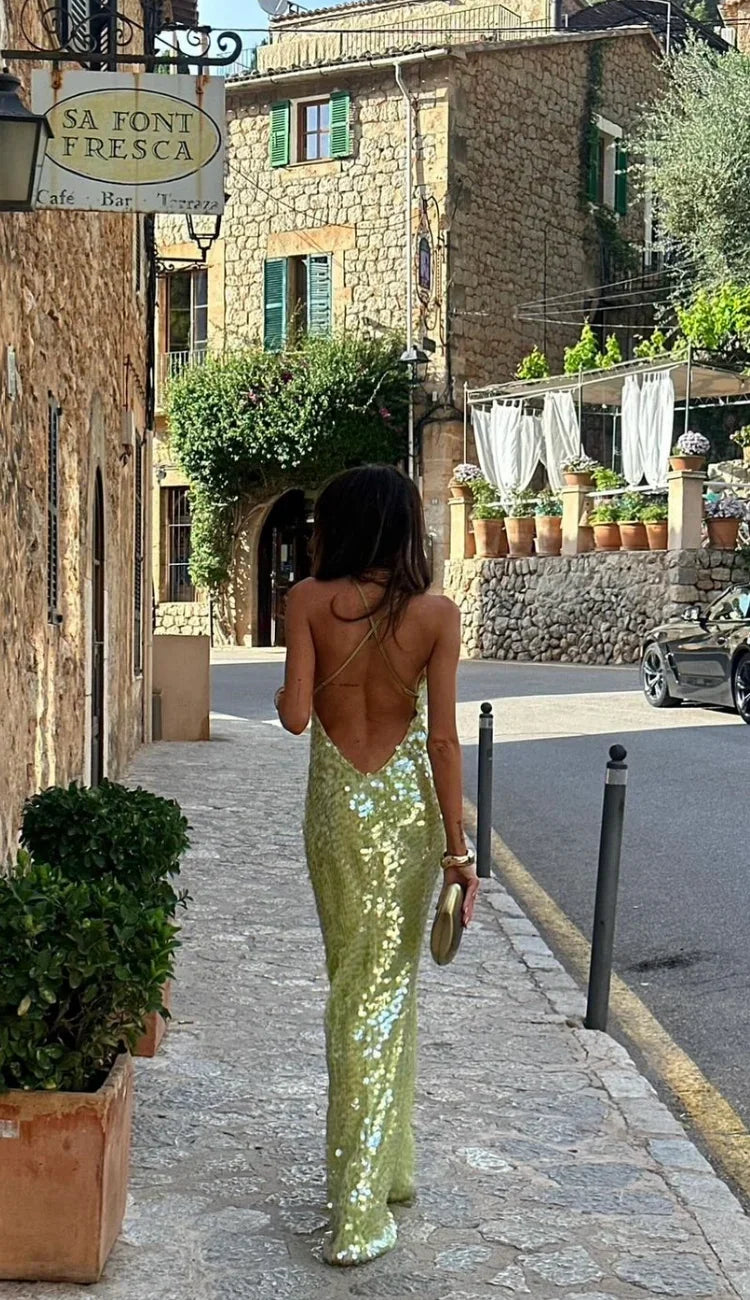 Womens Maxi Dress with Radiant Fabric and Relaxed Fit