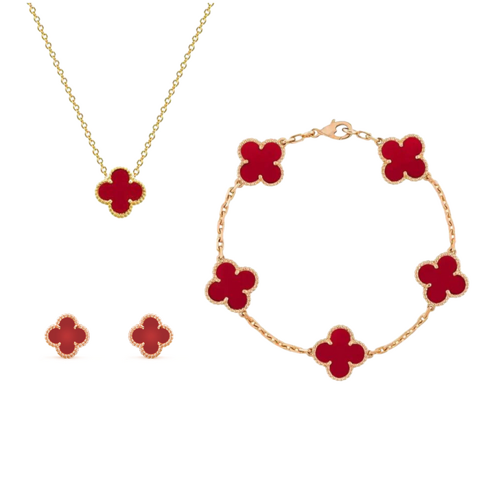Womens Jewelry Set with Clover Pendant Gift Ready