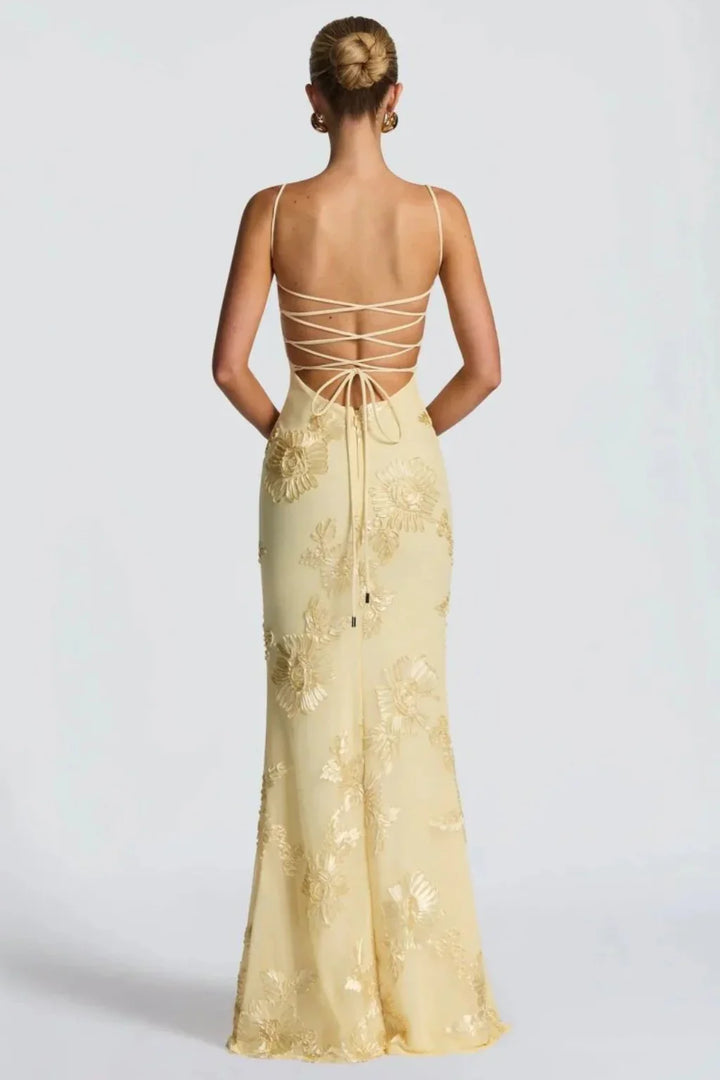 Womens Maxi Dress Embroidered Floral Corset Bodice Cami Straps