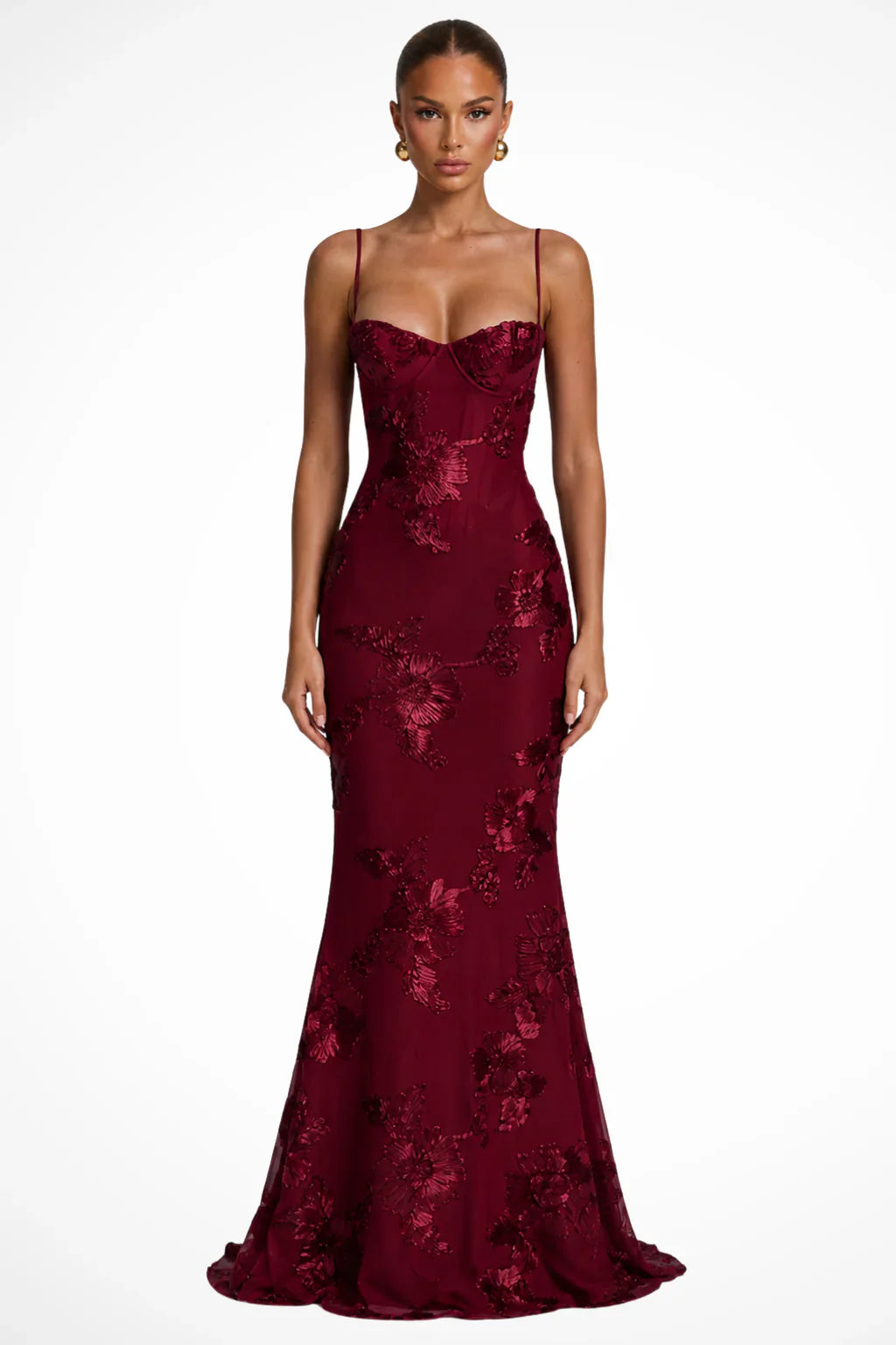 Womens Maxi Dress Embroidered Floral Corset Bodice Cami Straps