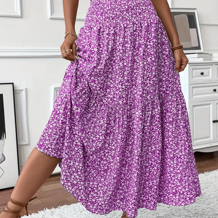 Womens Tiered Skirt Floral Pattern Relaxed Fit