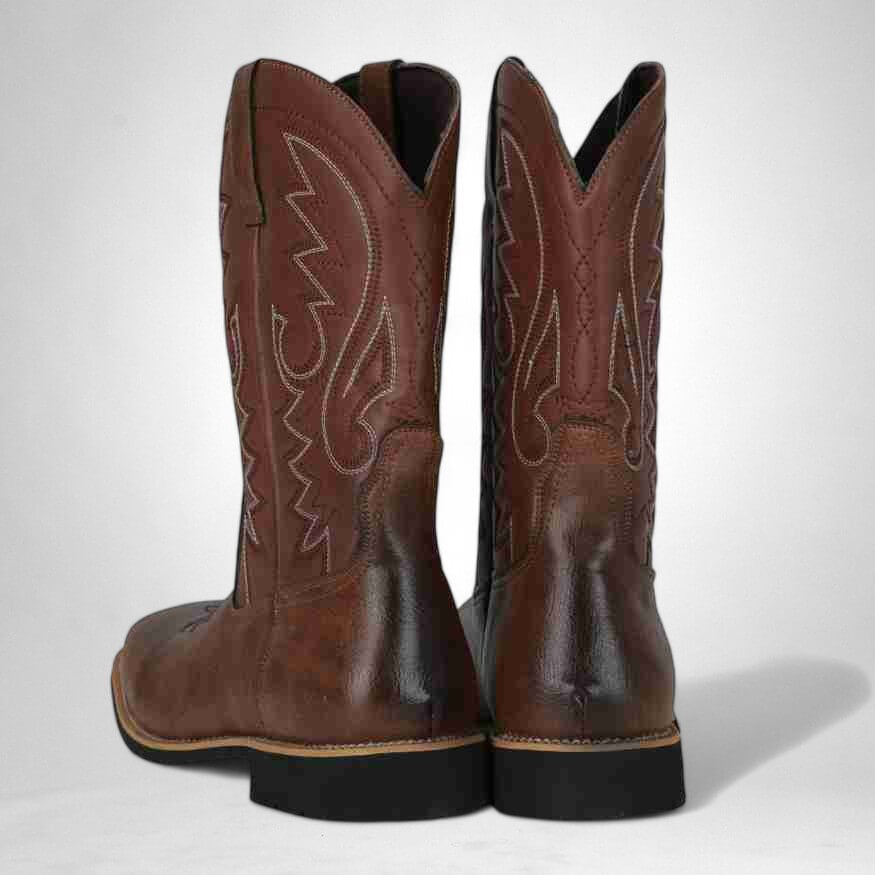 Mens Leather Western Boots Rugged Design