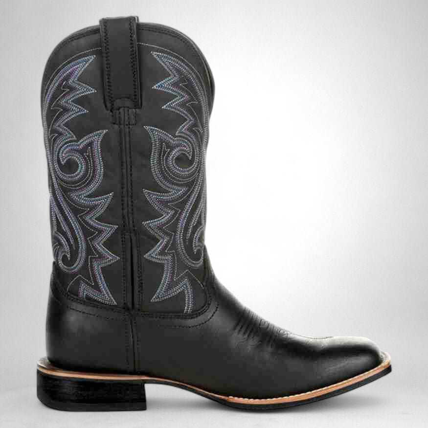 Mens Leather Western Boots Rugged Design