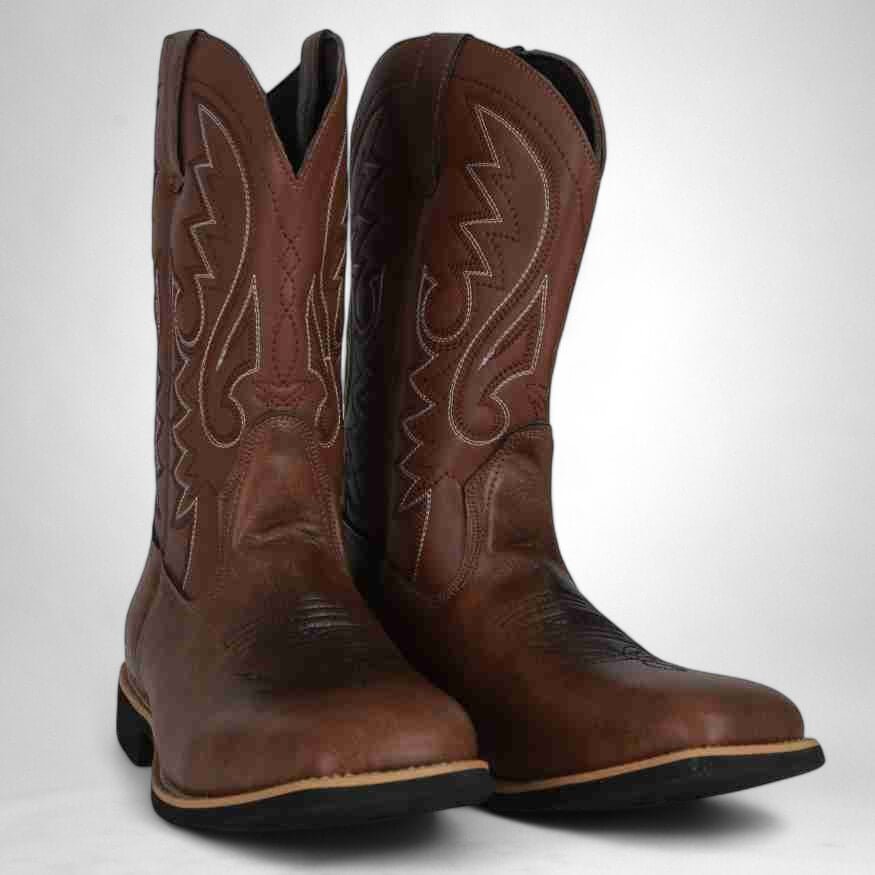 Mens Leather Western Boots Rugged Design