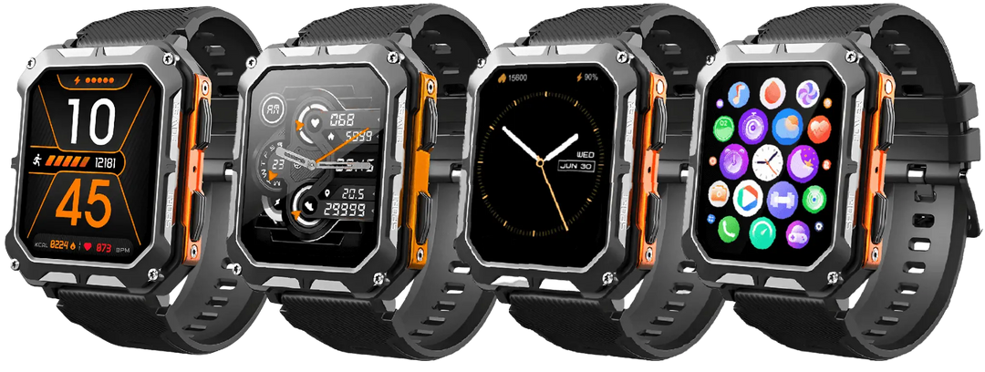 Unisex Rugged Smartwatch with Heart Rate Monitor and Step Tracker