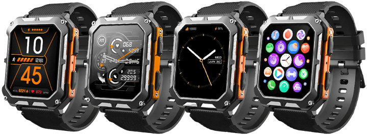 Unisex Rugged Smartwatch with Heart Rate Monitor and Step Tracker