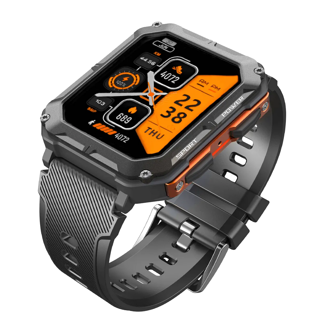 Unisex Rugged Smartwatch with Heart Rate Monitor and Step Tracker