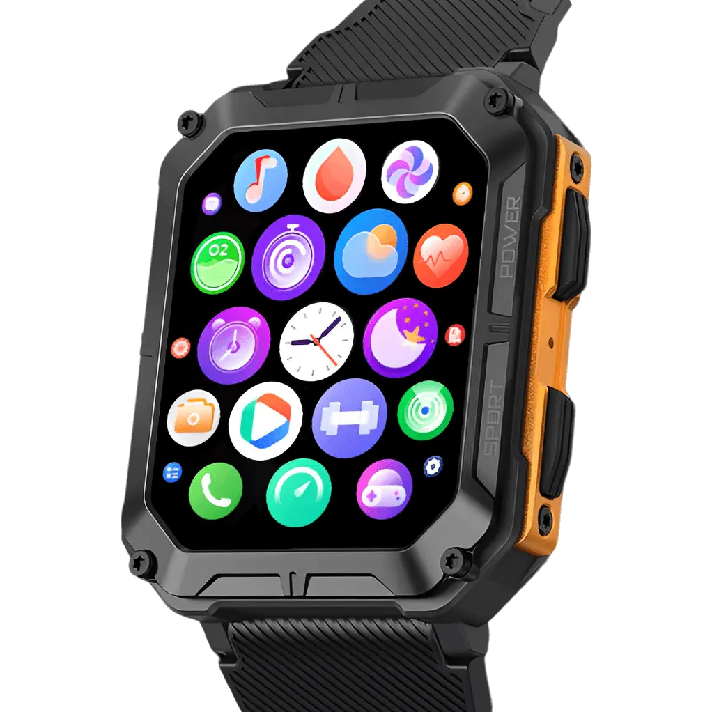 Unisex Rugged Smartwatch with Heart Rate Monitor and Step Tracker