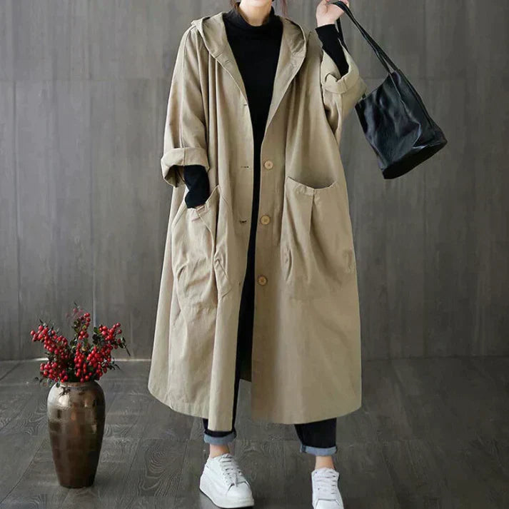 Womens Oversized Trench Coat with Belt Classic Fit - BritishMode