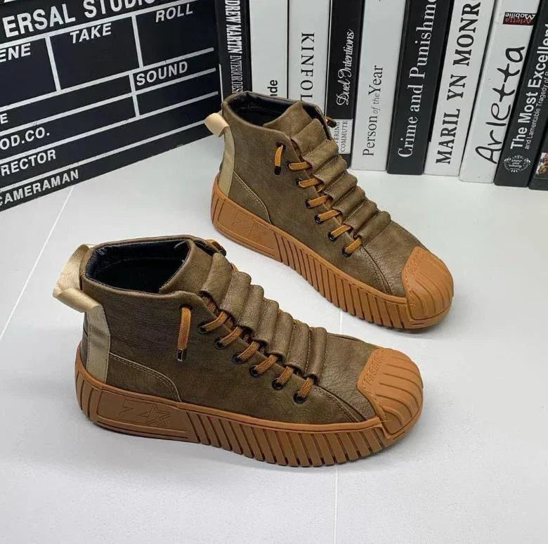Mens High Top Boots Lace-Up Stylish
