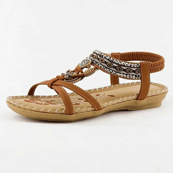 Womens Orthopedic Flat Sandals Beaded Comfortable Fit