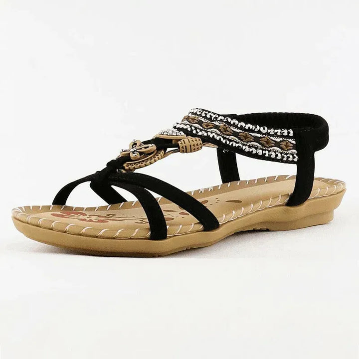 Womens Orthopedic Flat Sandals Beaded Comfortable Fit