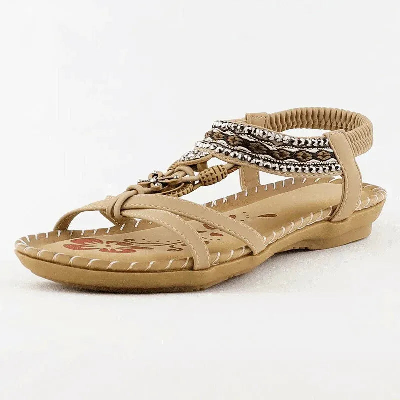 Womens Orthopedic Flat Sandals Beaded Comfortable Fit