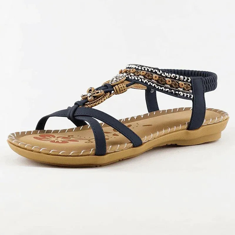 Womens Orthopedic Flat Sandals Beaded Comfortable Fit