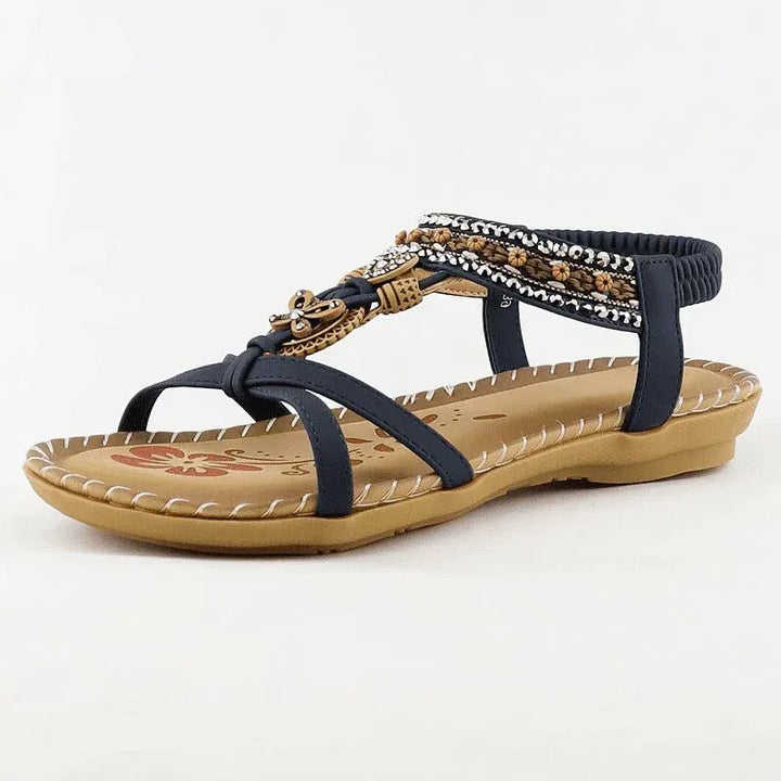 Womens Orthopedic Flat Sandals Beaded Comfortable Fit