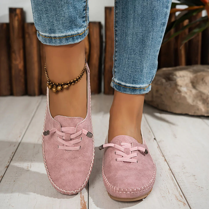 Womens Slip-On Loafers with Lace-Up Detail Stylish Fit