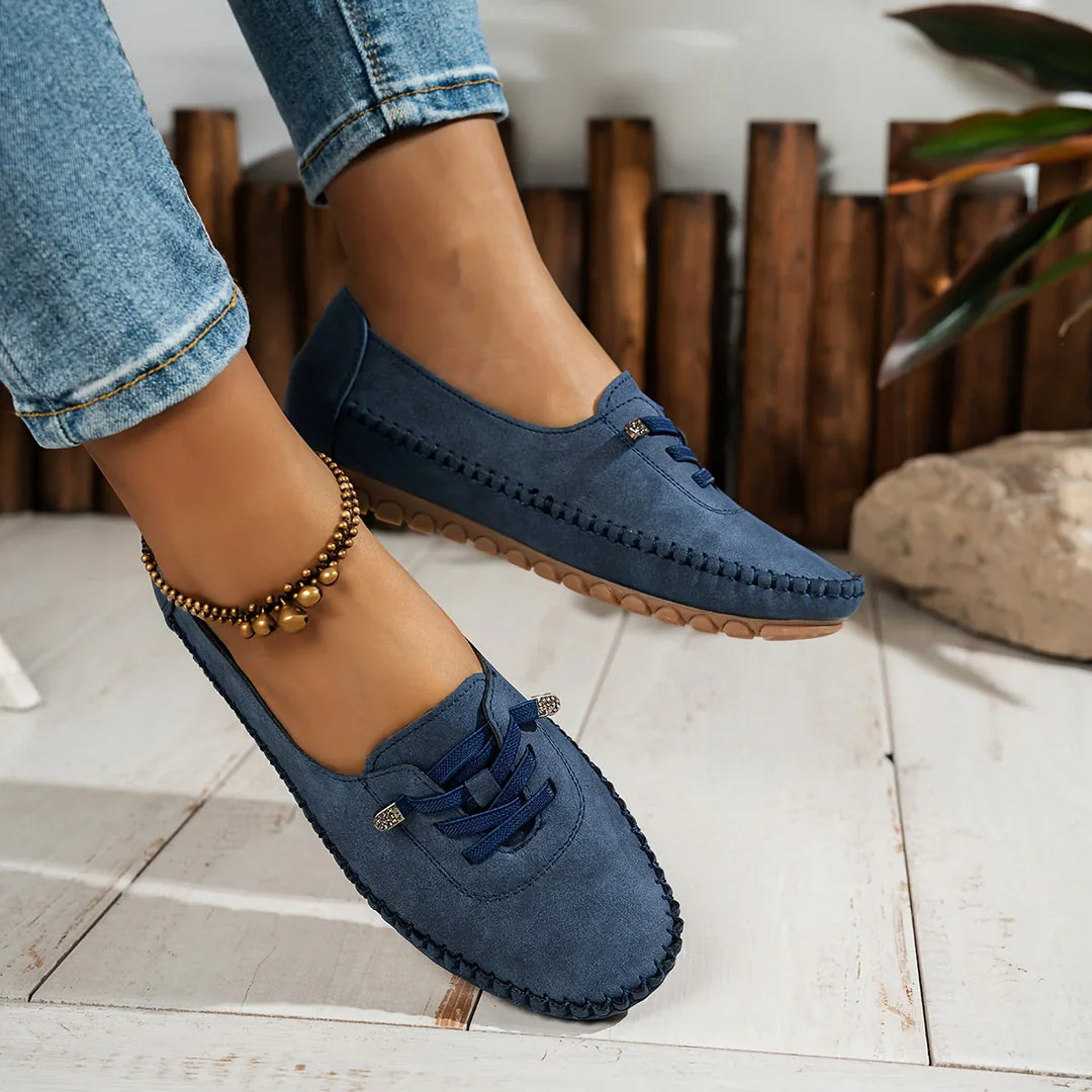 Womens Slip-On Loafers with Lace-Up Detail Stylish Fit