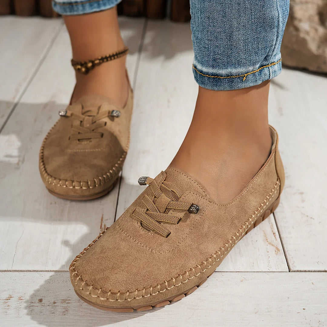 Womens Slip-On Loafers with Lace-Up Detail Stylish Fit