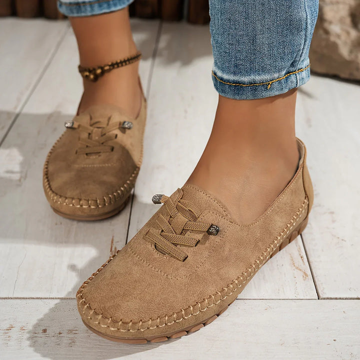 Womens Slip-On Loafers with Lace-Up Detail Stylish Fit