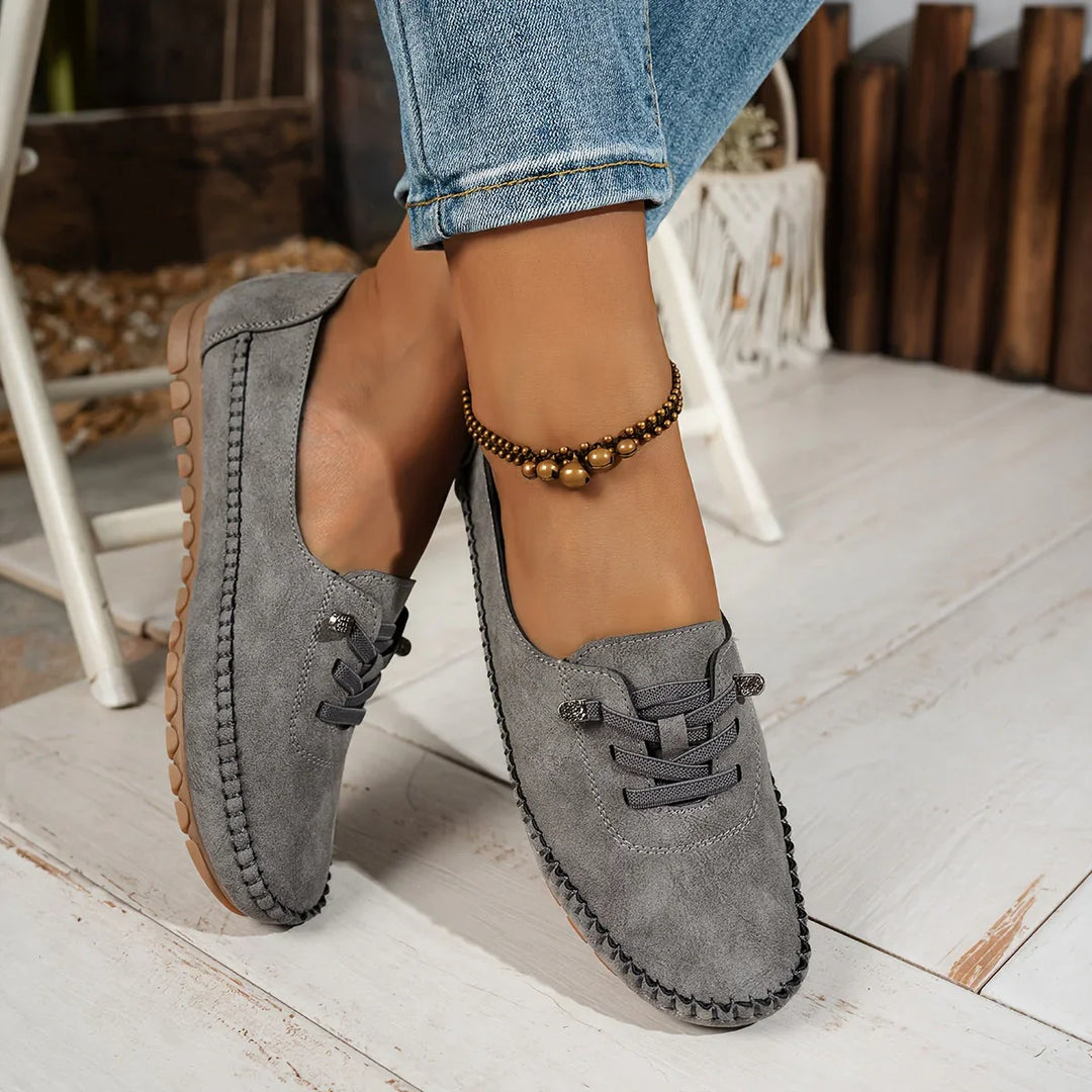 Womens Slip-On Loafers with Lace-Up Detail Stylish Fit