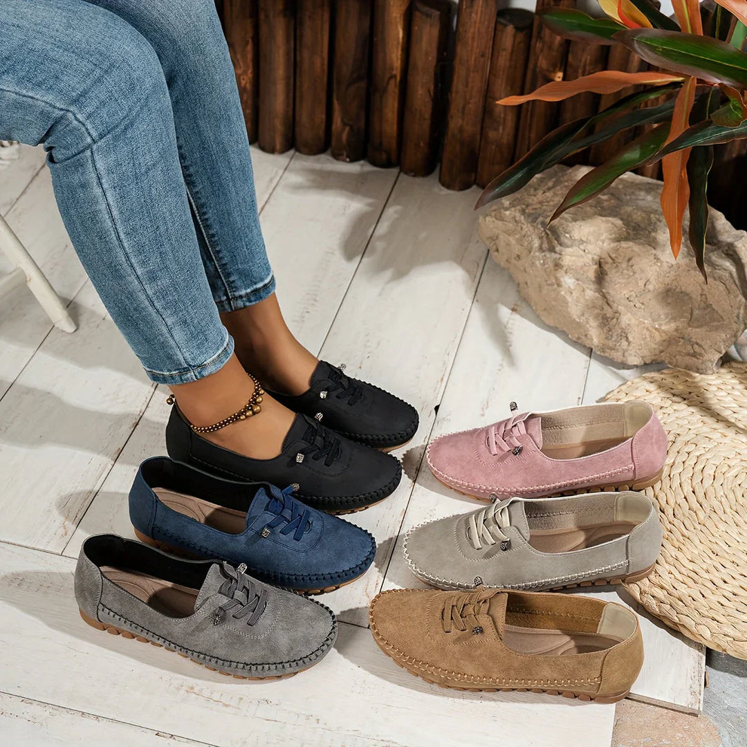 Womens Slip-On Loafers with Lace-Up Detail Stylish Fit