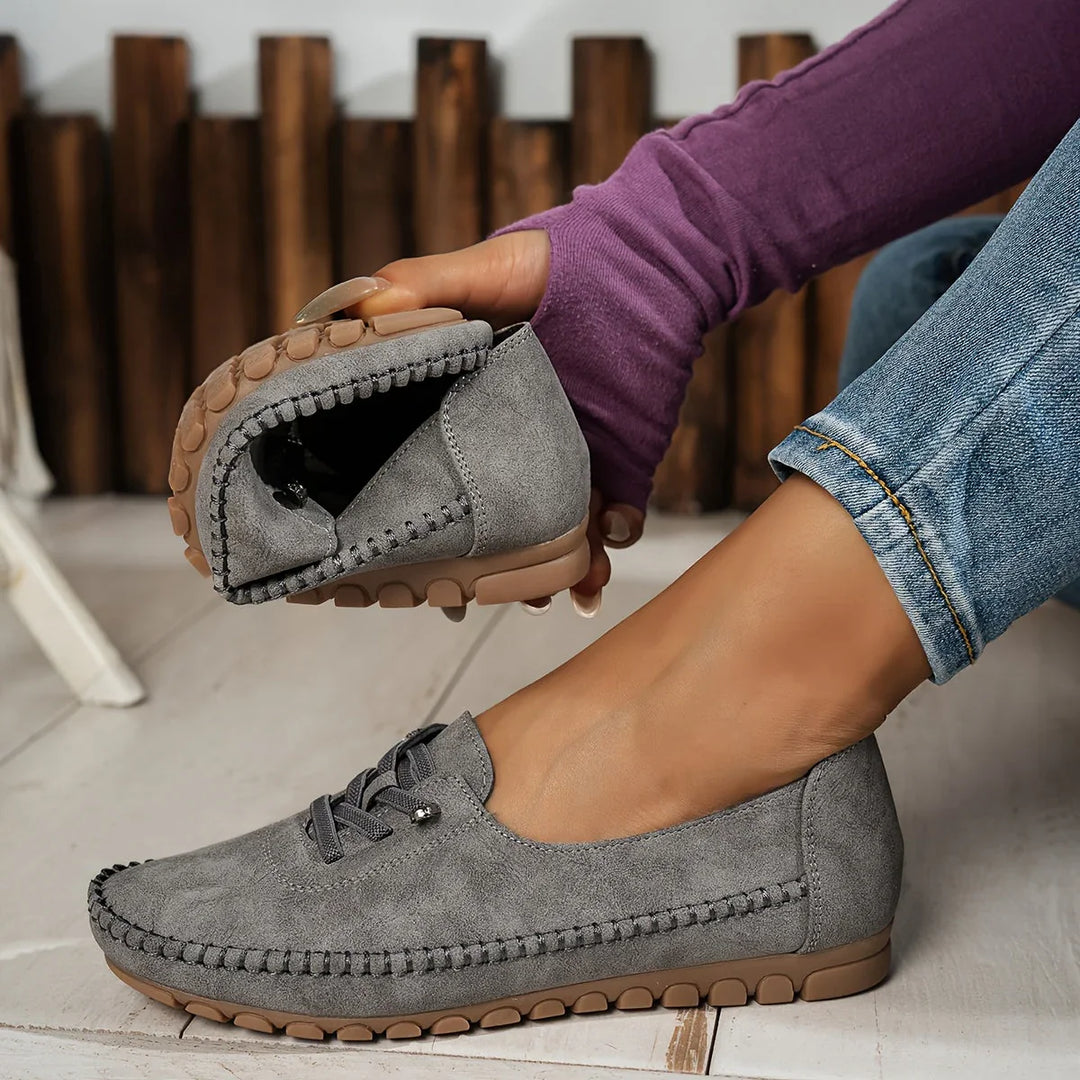 Womens Slip-On Loafers with Lace-Up Detail Stylish Fit