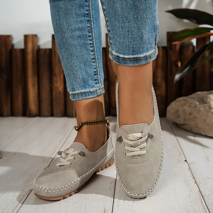 Womens Slip-On Loafers with Lace-Up Detail Stylish Fit