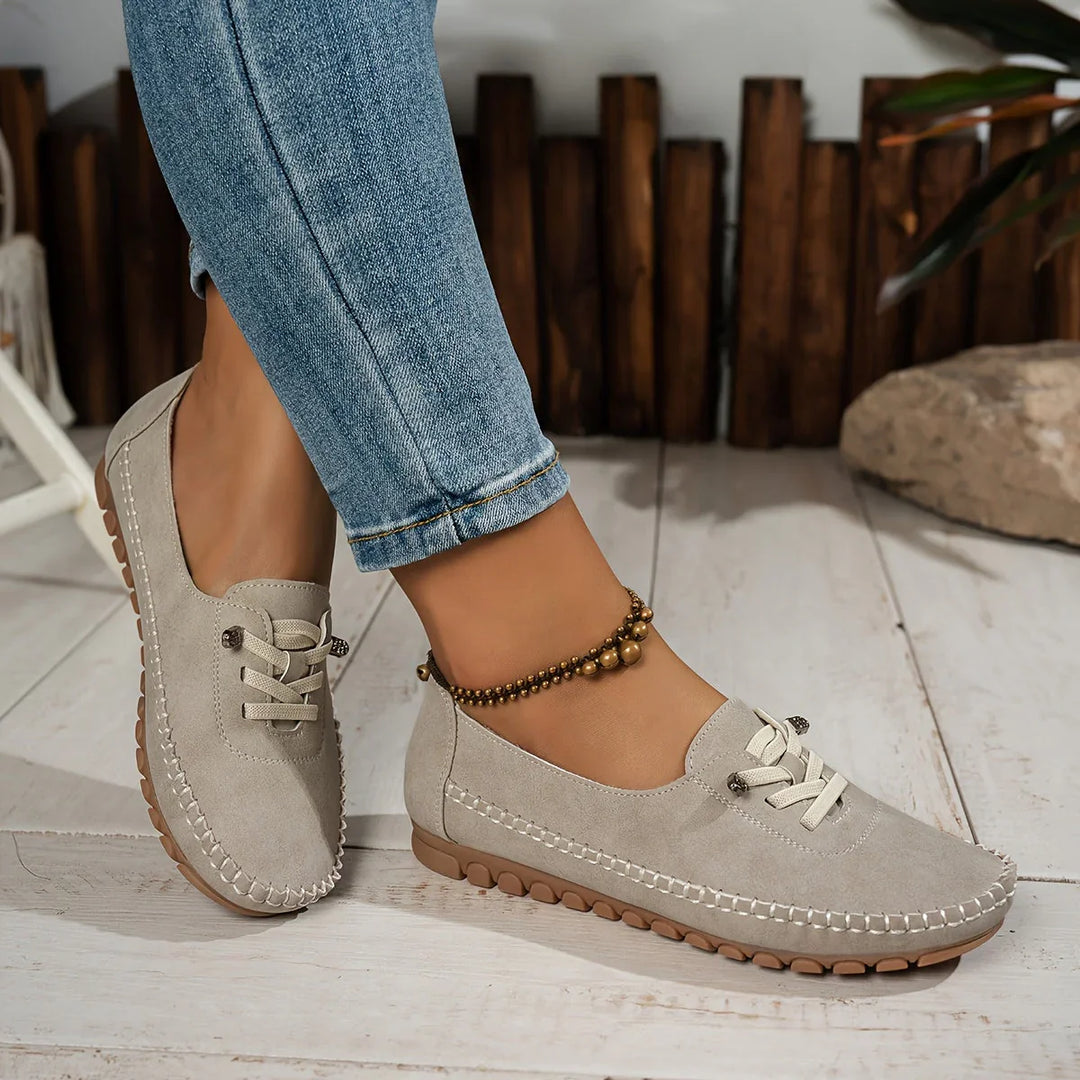 Womens Slip-On Loafers with Lace-Up Detail Stylish Fit