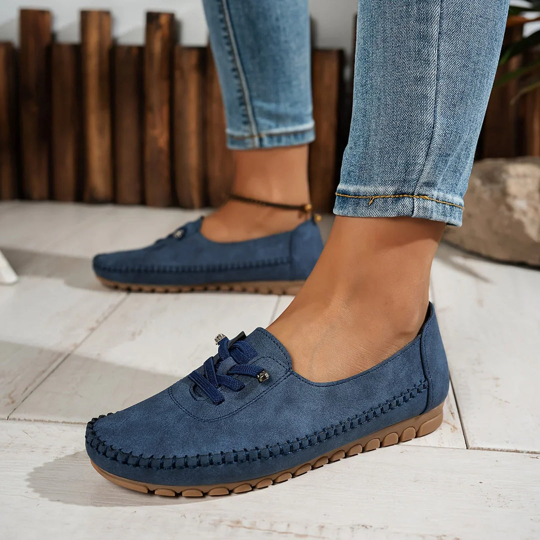 Womens Slip-On Loafers with Lace-Up Detail Stylish Fit